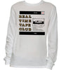 Real Time Tape Club design screen printed on white long-sleeved shirt by Press On Records