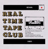Real Time Tape Club design screen printed in black, gold and red on a white long-sleeved cotton t-shirt