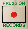 Screen printed red, green, and black Press On Records logo design